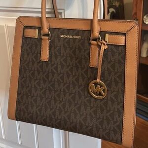 Michael Kors Brown and Tan Leather-Trim Tote
